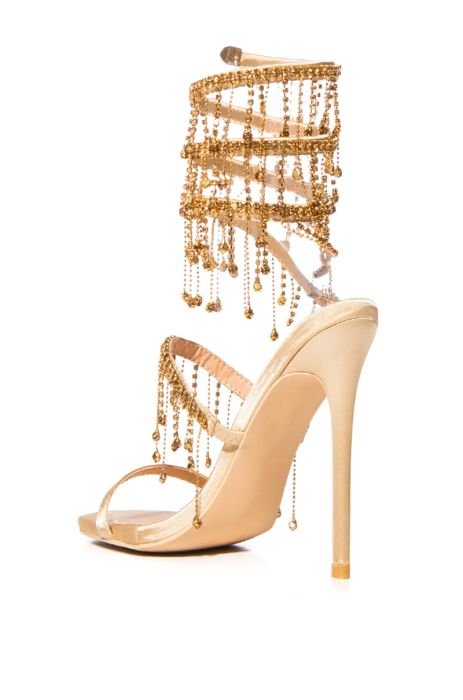 FERRARA EMBELLISHED AROUND THE ANKLE HEELS - GOLD