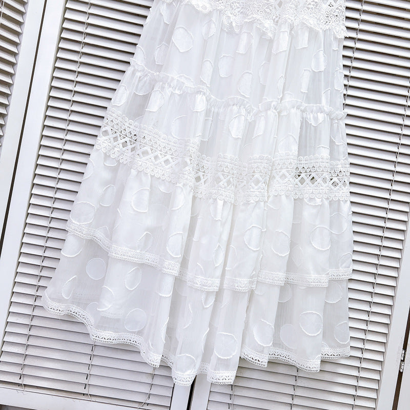 Arabella Embroidered Lace Tiered Maxi Dress - White