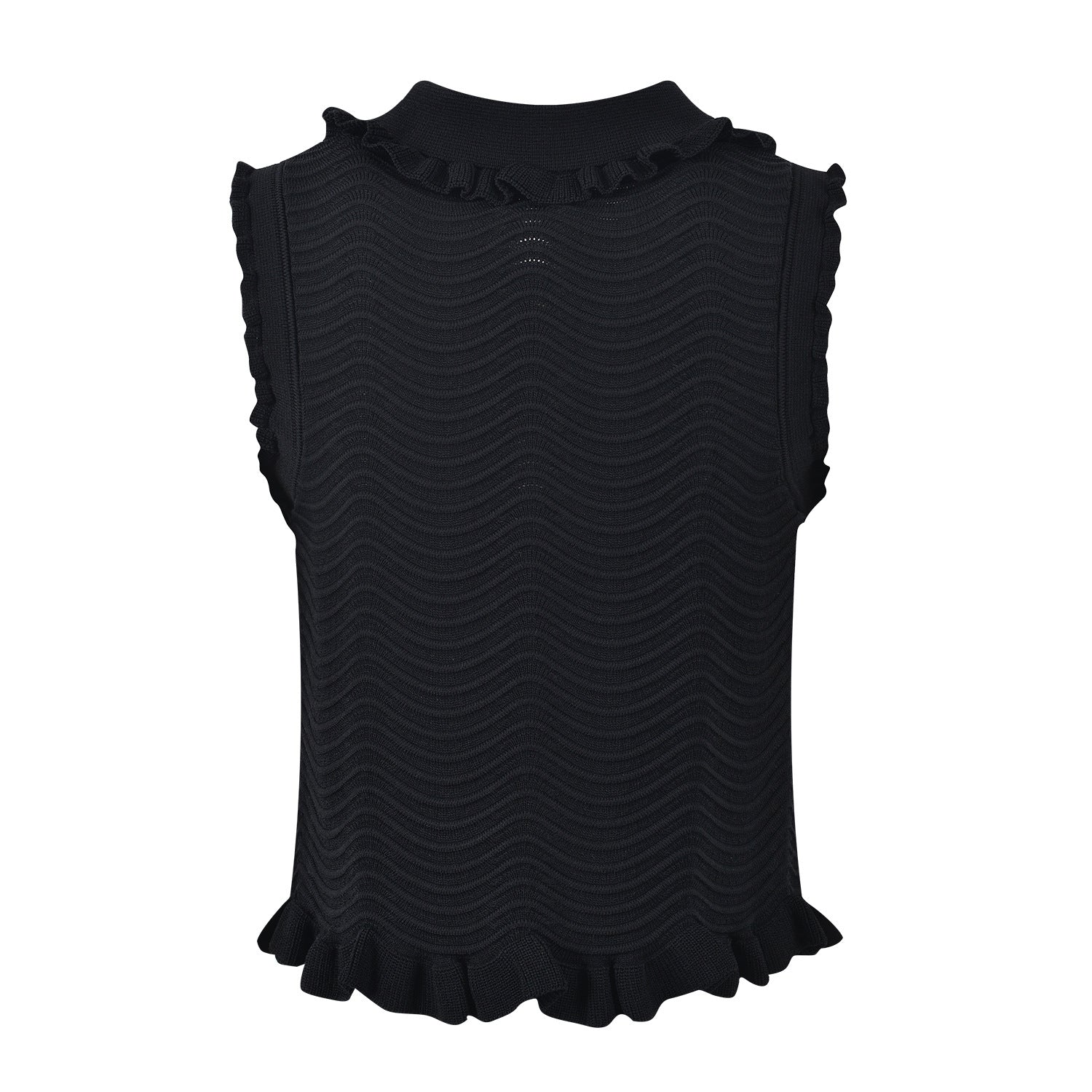 Polo neck black knitted vest vest + skirt age reduction suit