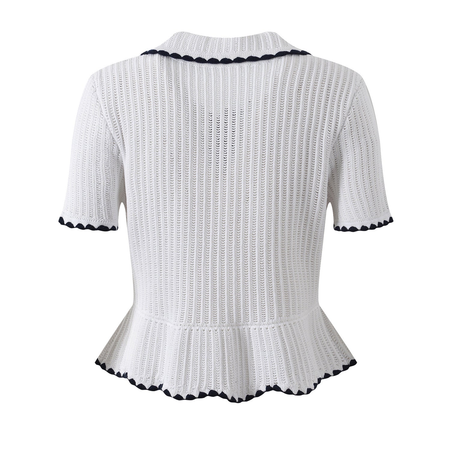 Hand-hooked ruffle lapel, single-breasted knitted skirt