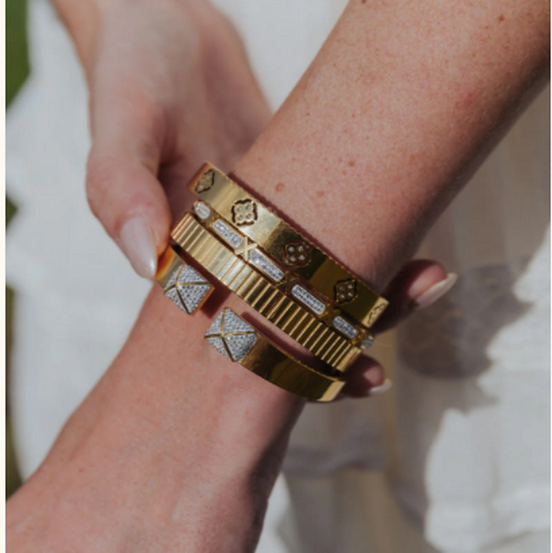 Stainless steel mud diamond bracelet set