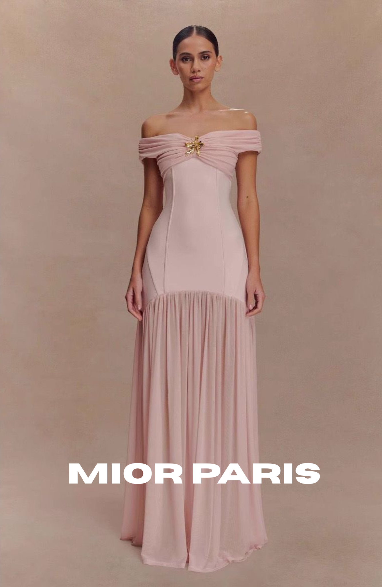 KELLIE OFF-SHOULDER CREPE MAXI DRESS - BLUSH PINK