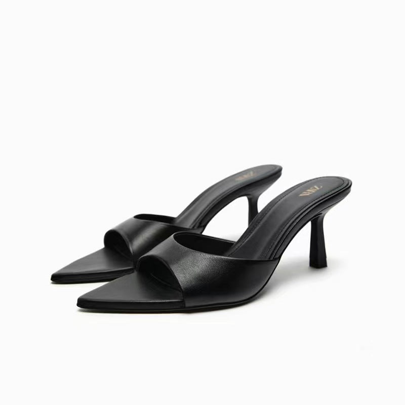 Straight Strap Back Hollow High Heel