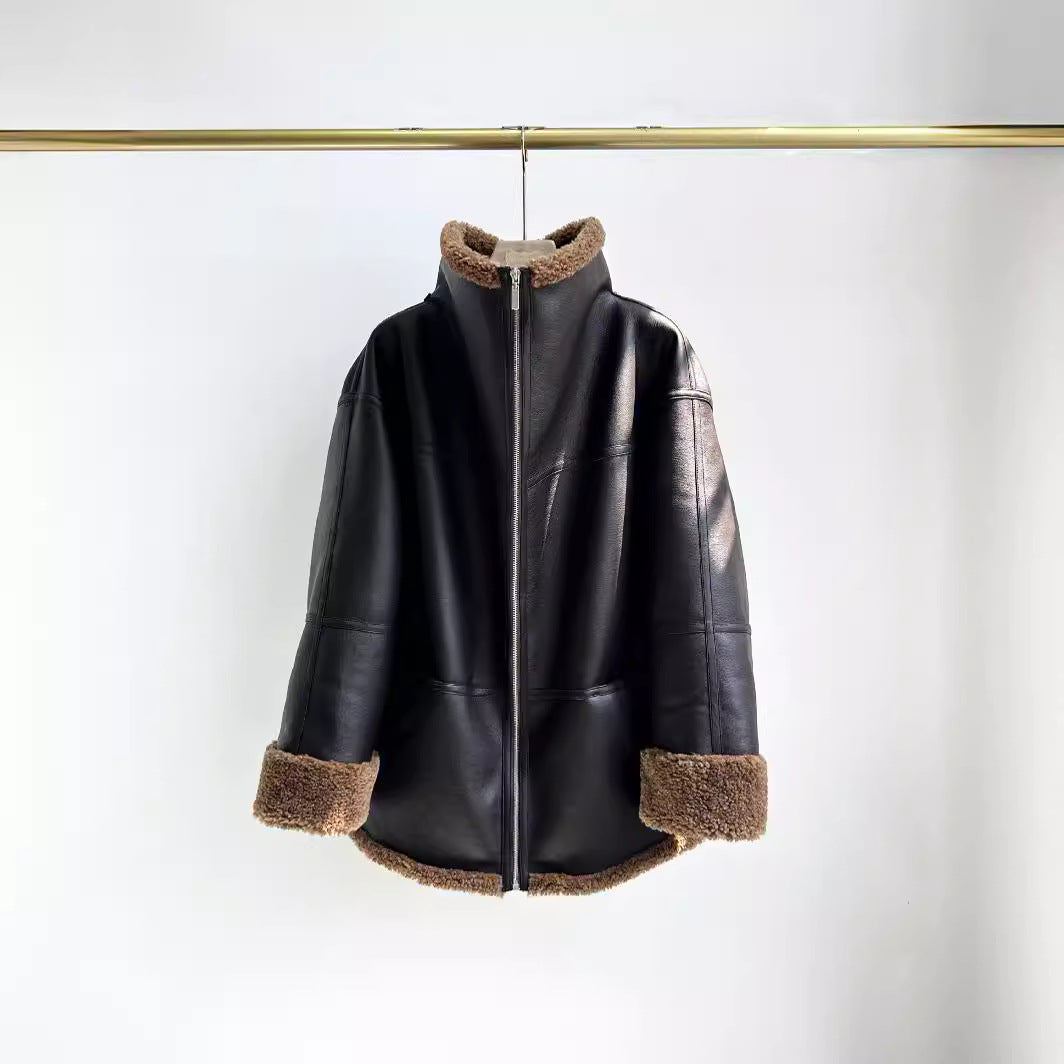 Shawl lapel loose silhouette jacket
