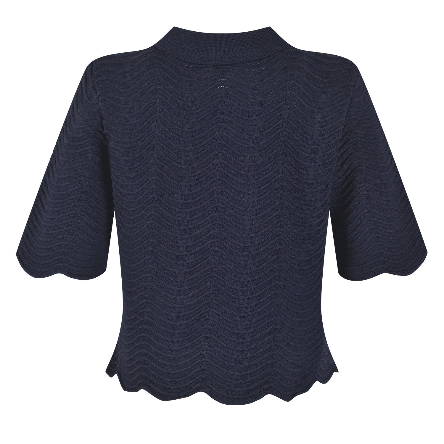 Lapel lace wavy texture knitted T-shirt skirt set