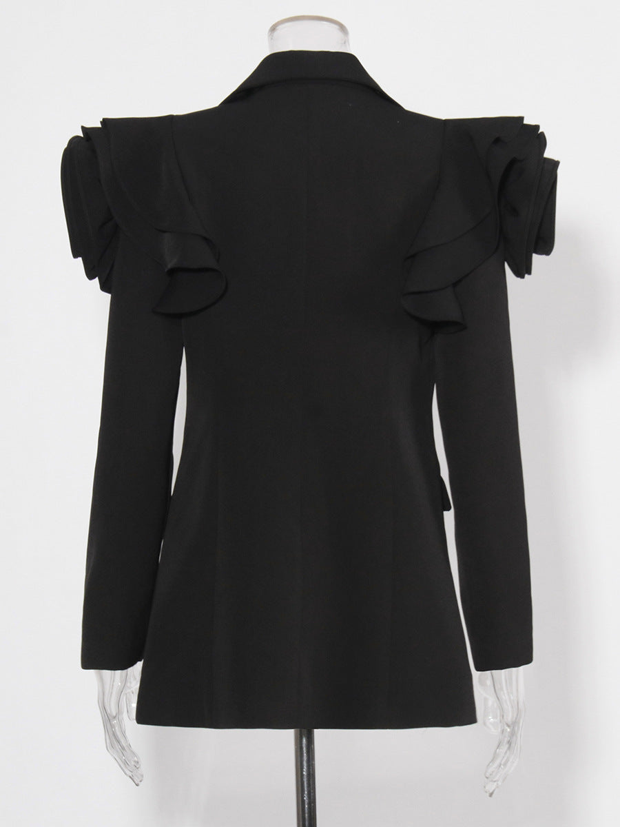 V-neck one-button waist slim blazer