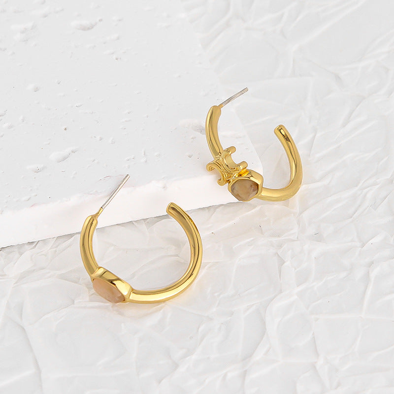 CELINE triumphal arch C-shaped stud earrings