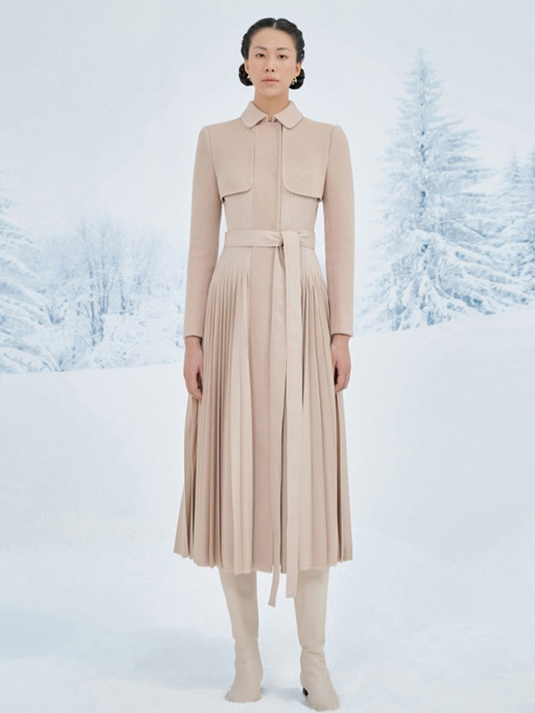 Long skirt big hem cinched waist jacket