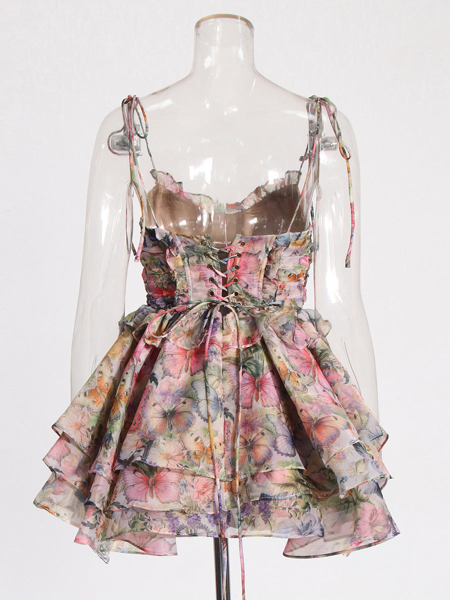 Floral ultra short dress