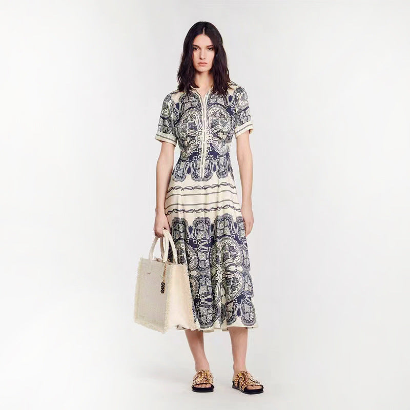 POLO Collar Floral Dress