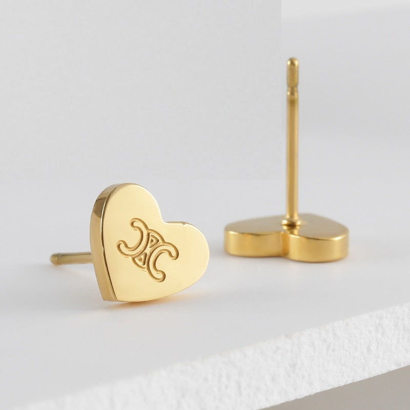 CELINE heart stud earrings