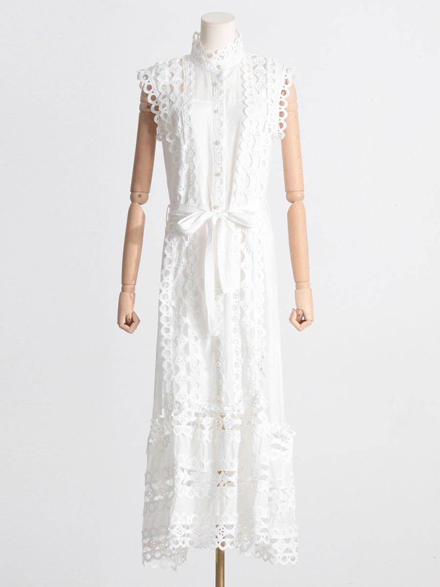 Cut-out waist celebrity style long skirt dress