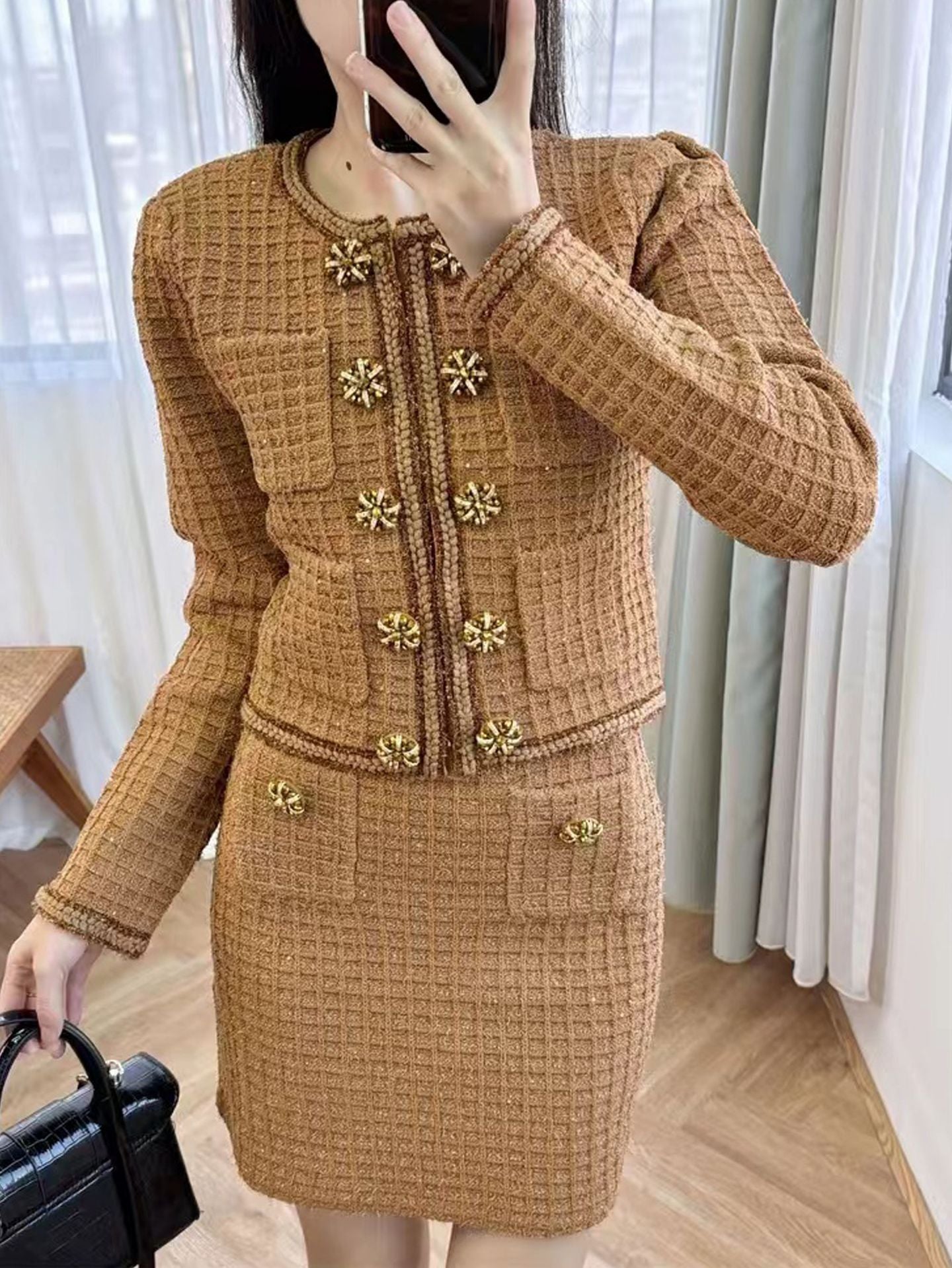 Double-breasted diamond winter set