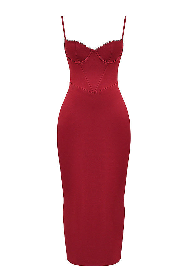 STEFANIA RUBY CORSET MAXI DRESS - Red