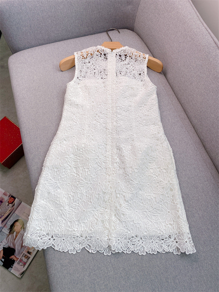 Crochet ,short round neck dress