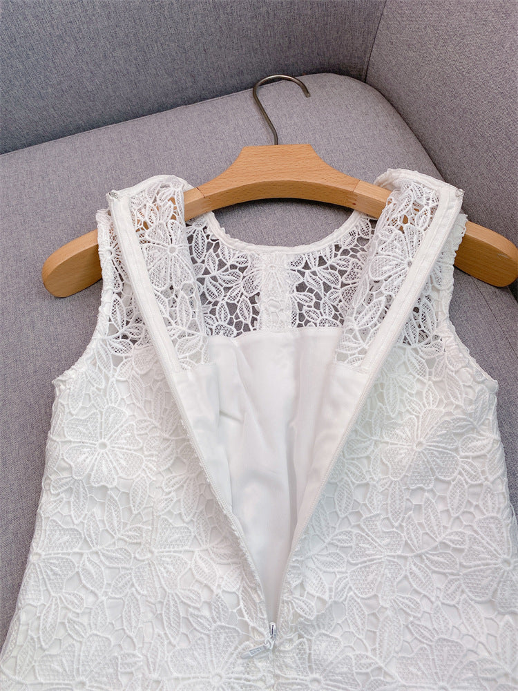 Crochet ,short round neck dress