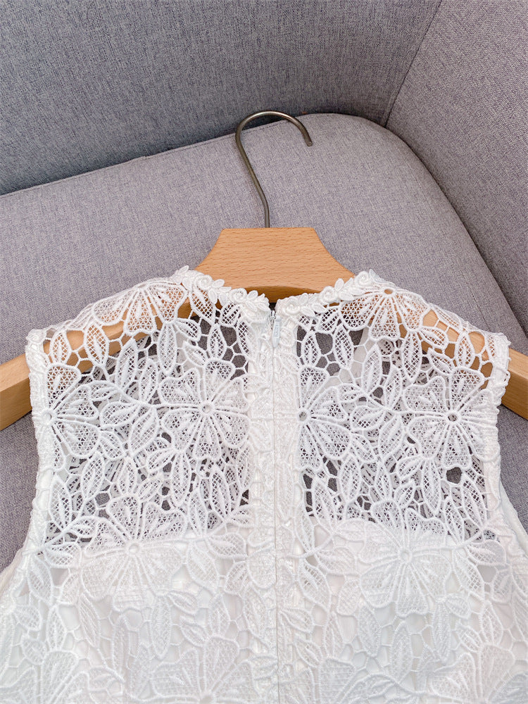 Crochet ,short round neck dress