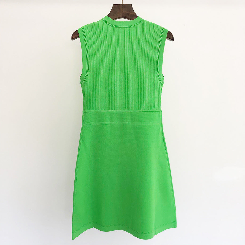 Knitted women's crew neck dress