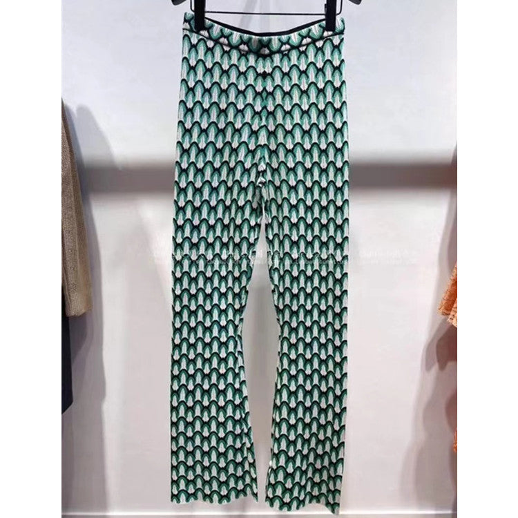 Knitted top + high-waisted flared set