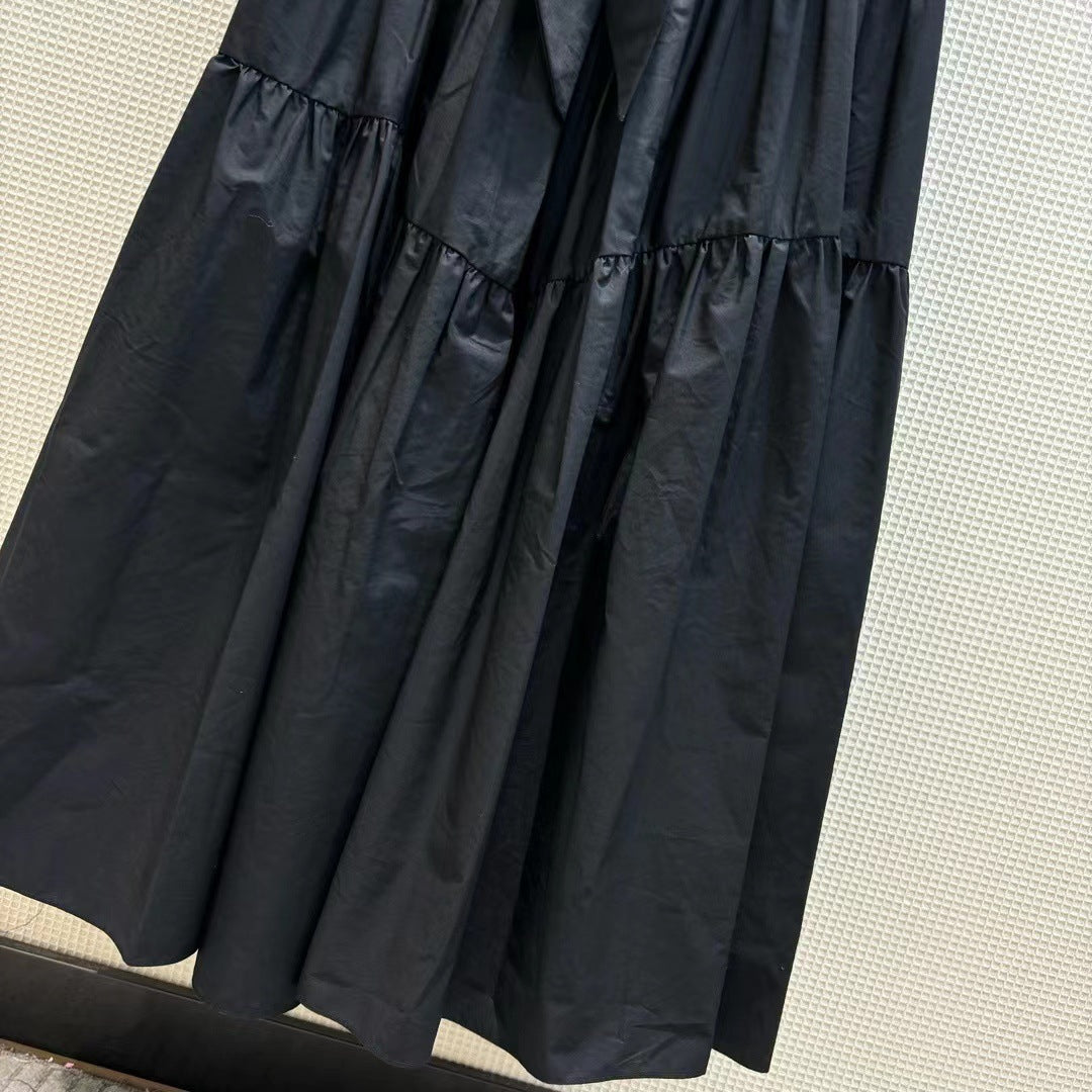 Hepburn style pearl buckle dress