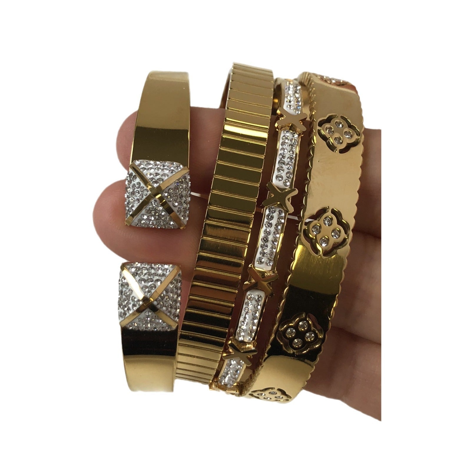 Stainless steel mud diamond bracelet set