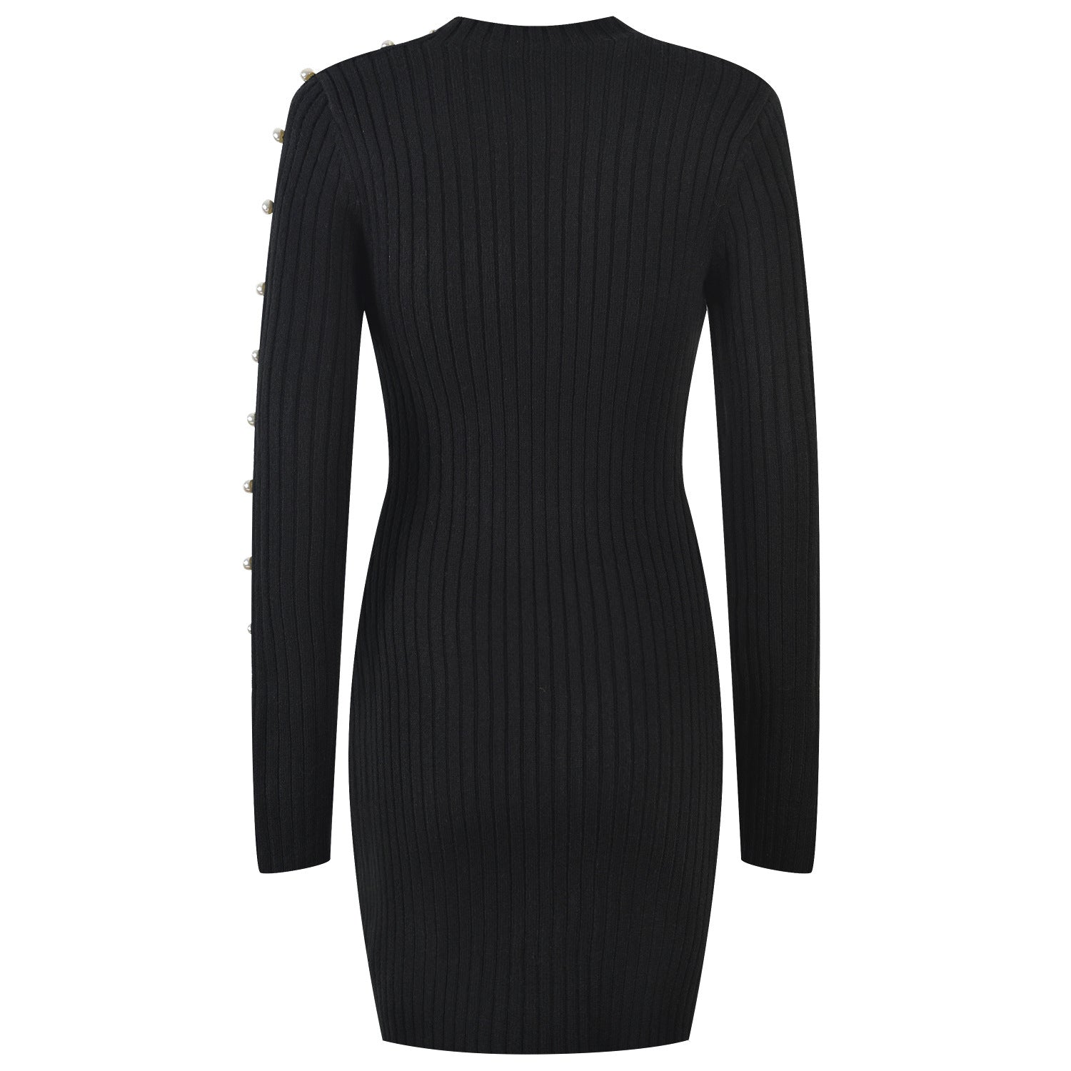 Beaded Cutout Long Sleeve Slim Dress