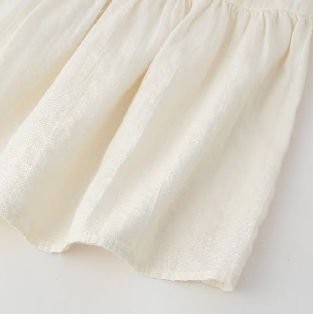 V-Neck Stitched Embroidered Mini Dress