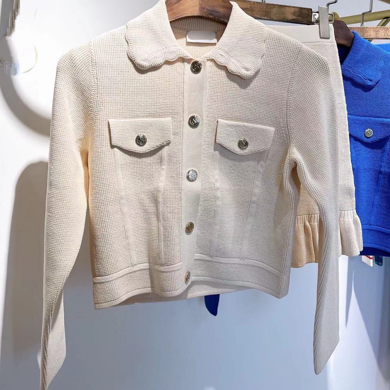 Summer Doll Collar Slim Knit Top Skirt