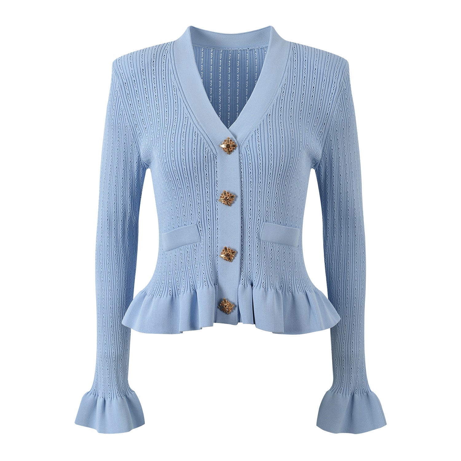 V-neck, single-breasted, fungus, and cuffs set