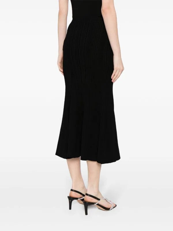 Self-Portrait ribbed-knit mermaid skirt