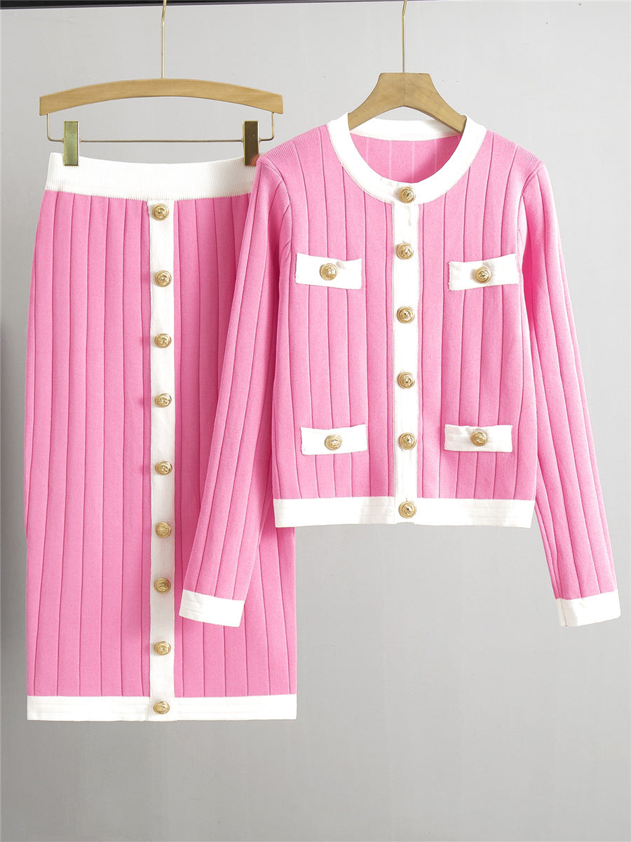 Matching knitted cardigan set