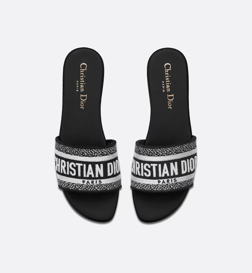 Dway Mule Black Embroidered Cotton