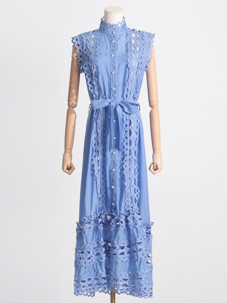 Cut-out waist celebrity style long skirt dress