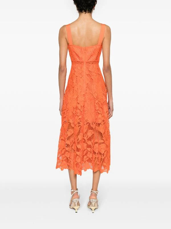 Self-Portrait floral-lace bustier midi dress