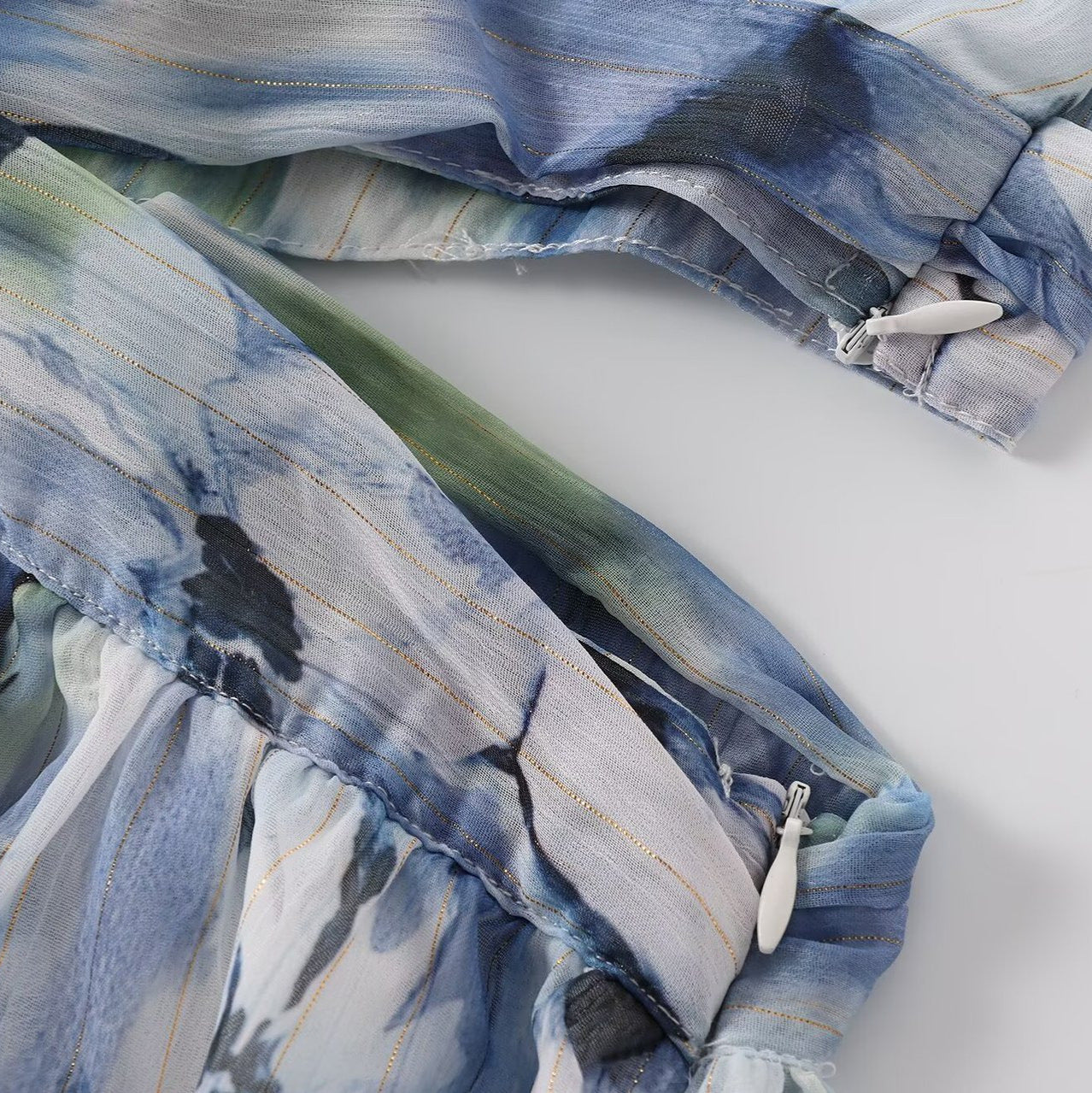 Zar Metallic Line Print maxi Dress