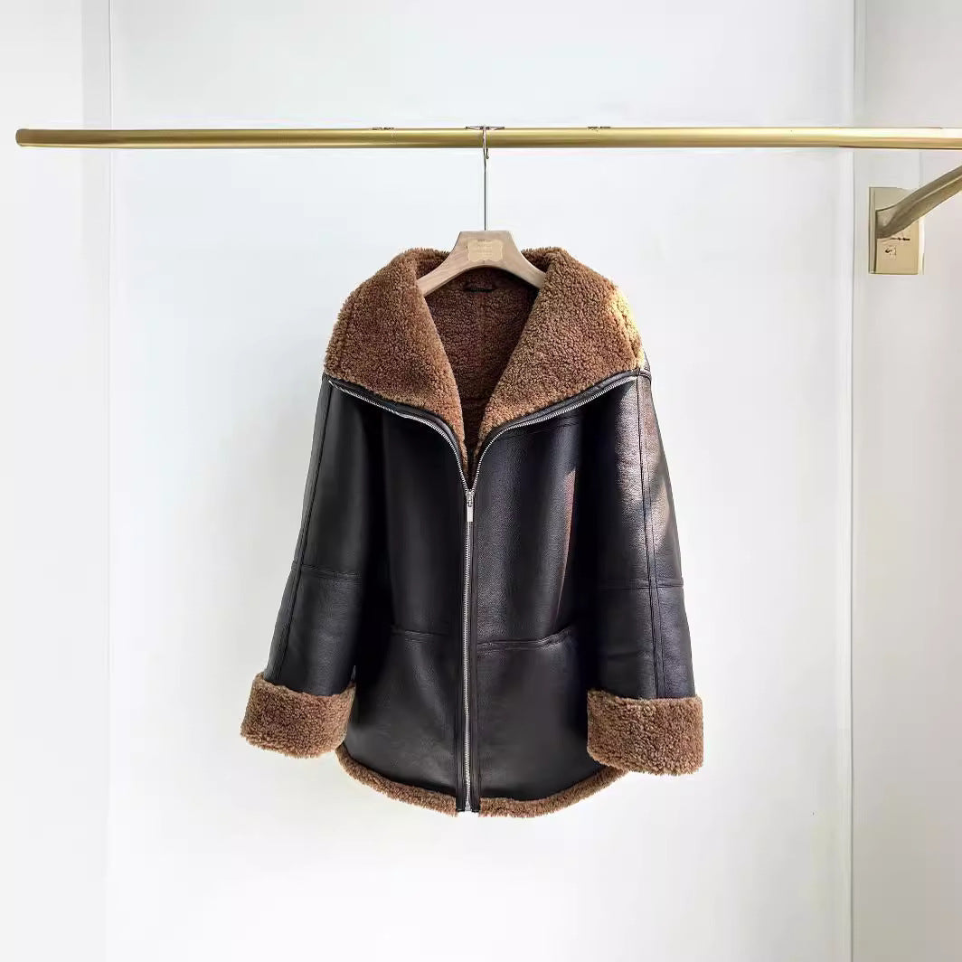 Shawl lapel loose silhouette jacket