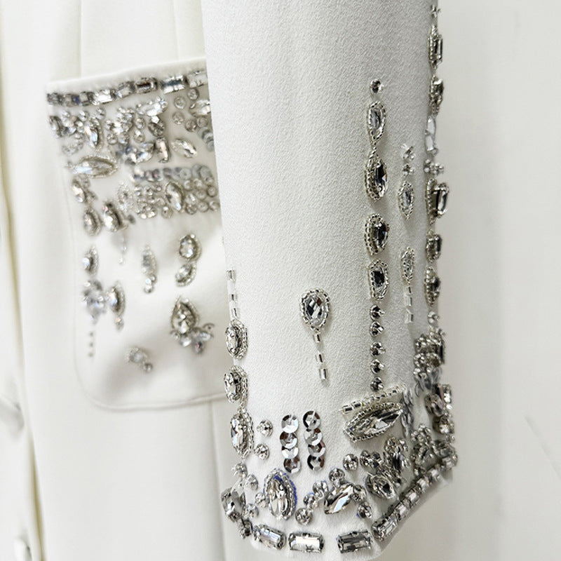 diamonds suit collar dress long skirt dress