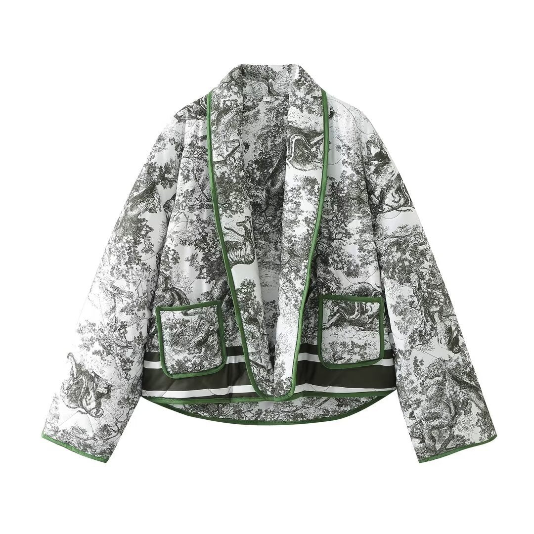 Printed cotton quilted jacket