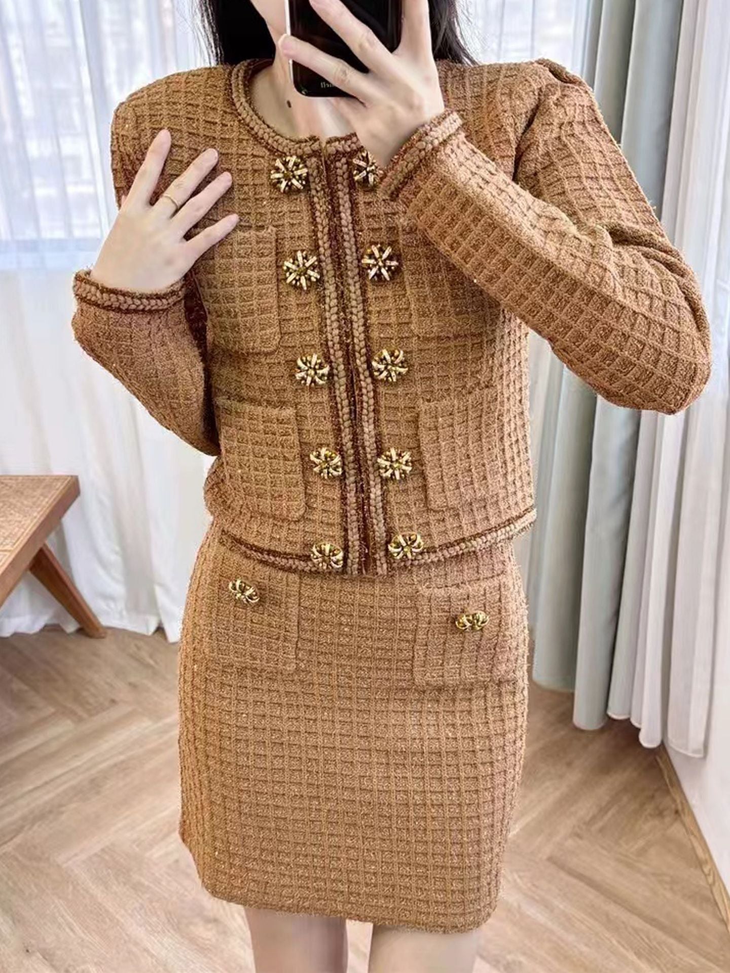 Double-breasted diamond winter set