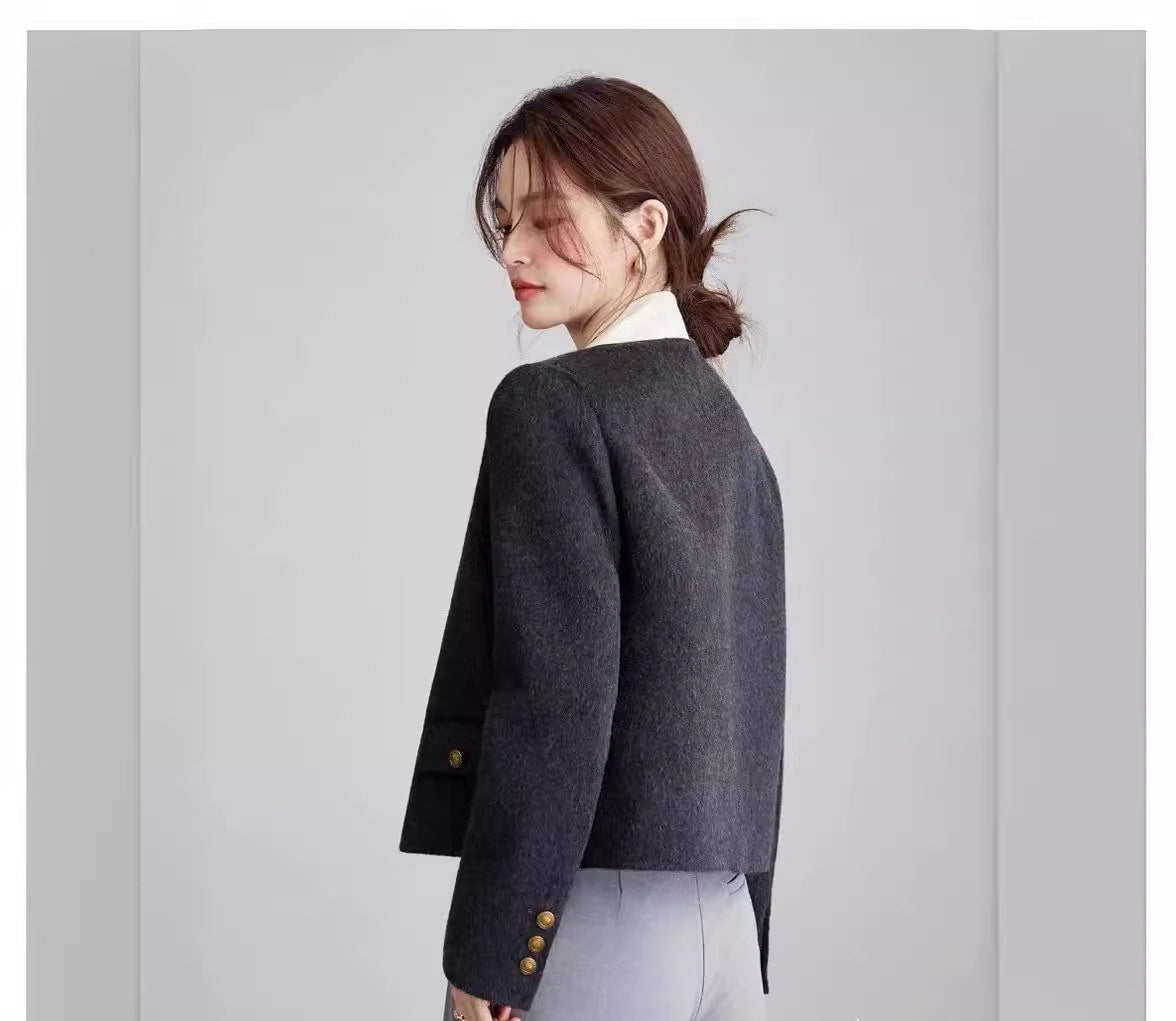 Small women wear cashmere woolen Blazer