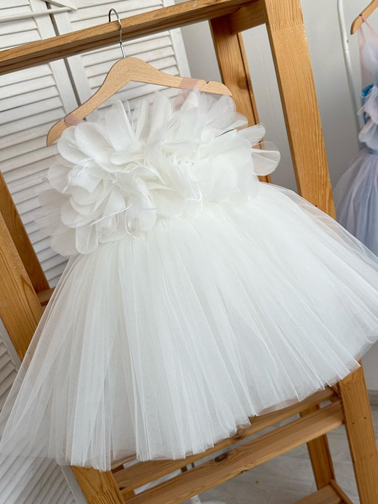 Simple puffy gauze girls dress