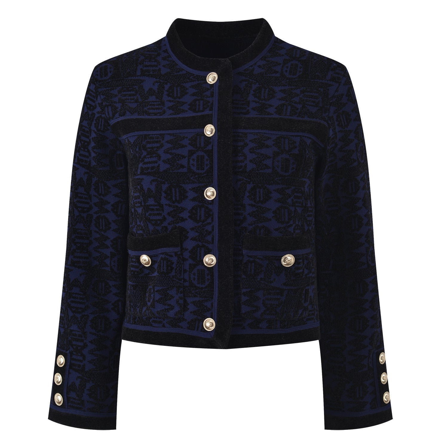 Four-leaf clover jacquard crew neck Blazer