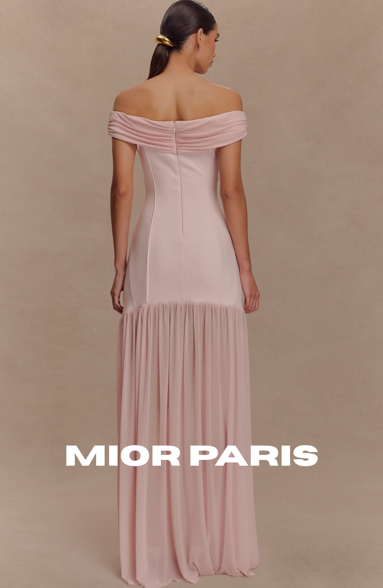 KELLIE OFF-SHOULDER CREPE MAXI DRESS - BLUSH PINK