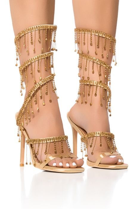 FERRARA EMBELLISHED AROUND THE ANKLE HEELS - GOLD