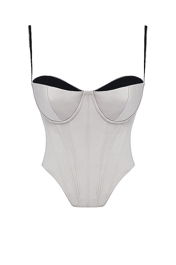 LUETTE WHITE SATIN UNDERWIRED CORSET - White