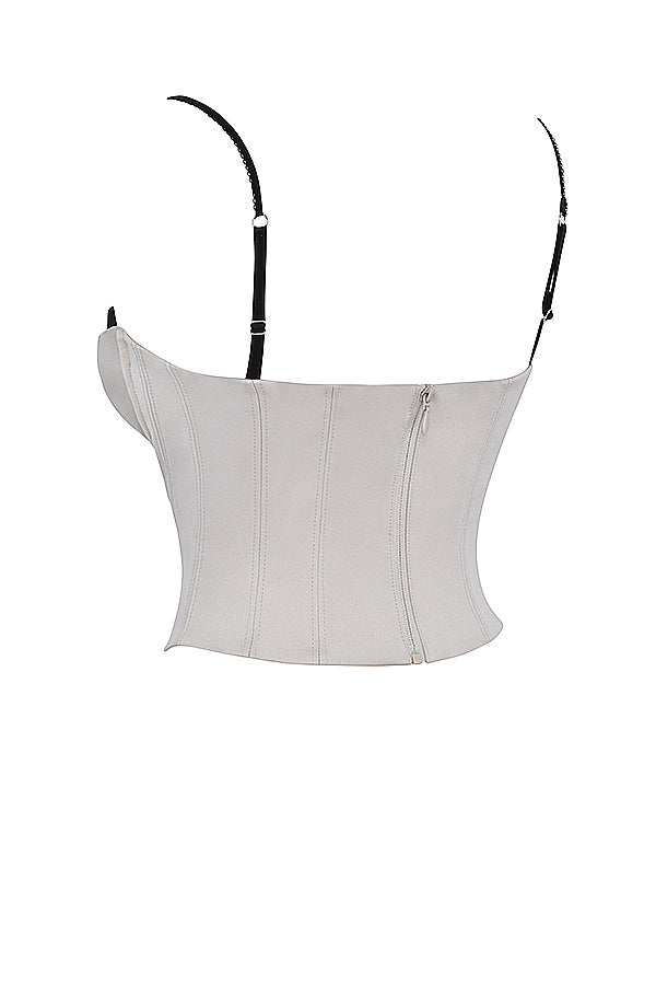 LUETTE WHITE SATIN UNDERWIRED CORSET - White