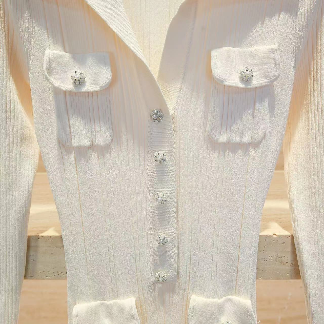 CREAM KNIT MIDI DRESS