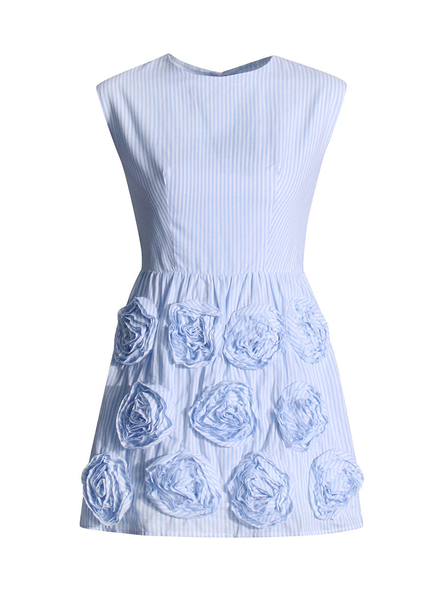 Lace-up stitching flower dress