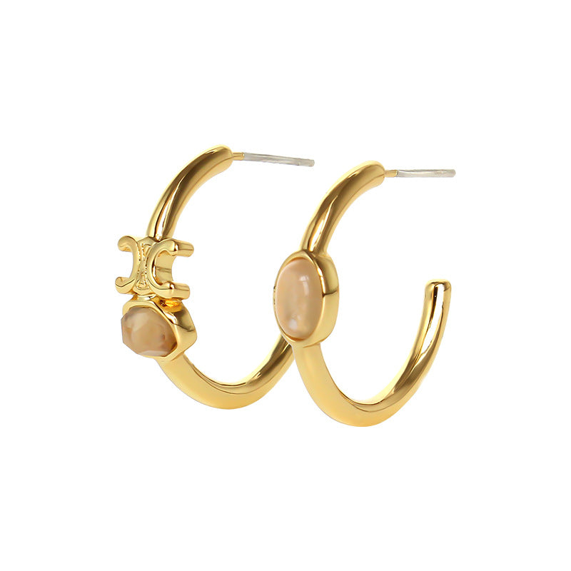 CELINE triumphal arch C-shaped stud earrings