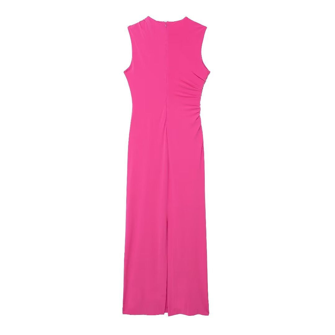 Zar Slim Pleated Embellished Maxi Dress